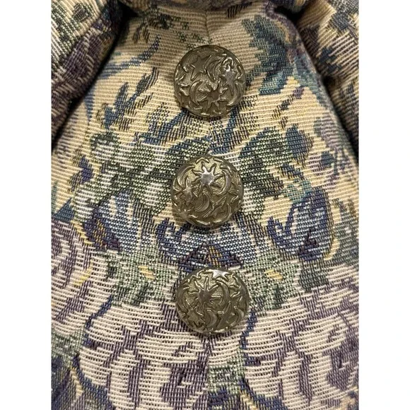 Vintage Floral Tapestry Stuffed Teddy Bear Celestial Buttons 80's Grandmacore‎ - Picture 3 of 6